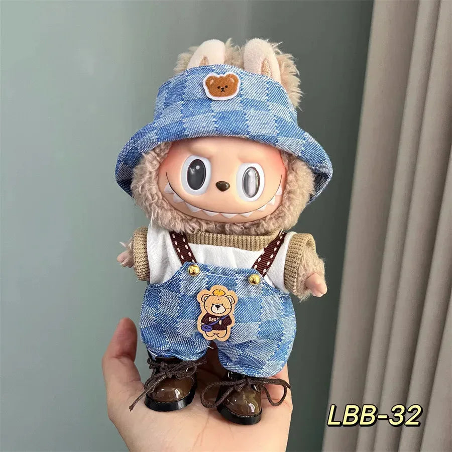 Labubu Accessories Clothes Suitable for 17cm Labubu V2 V1 Cute Striped Cosplay Dress Outfit