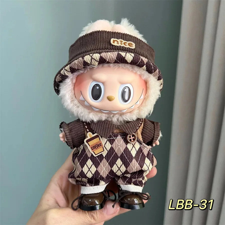 Labubu Accessories Clothes Suitable for 17cm Labubu V2 V1 Cute Striped Cosplay Dress Outfit