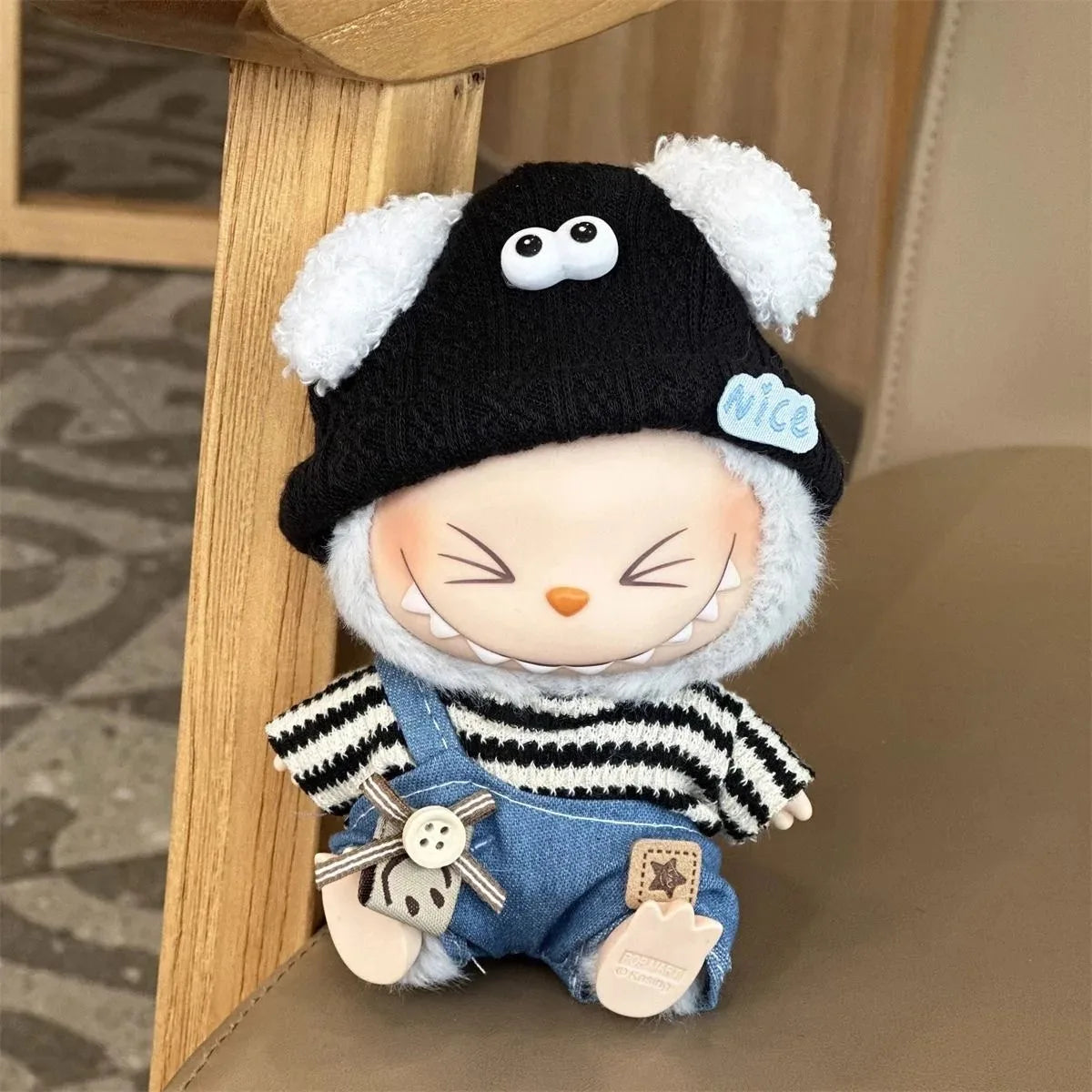 Labubu Accessories Clothes Suitable for 17cm Labubu V2 V1 Cute Striped Cosplay Dress Outfit