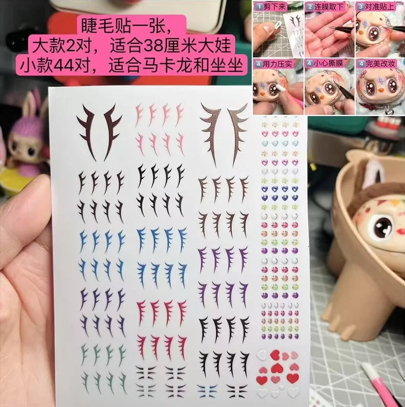 Labubu V1&V2 Eye Makeup Color False Eyelash Customization Gorgeous And Exquisite Eye Makeup Stickers Eyelash Stickers