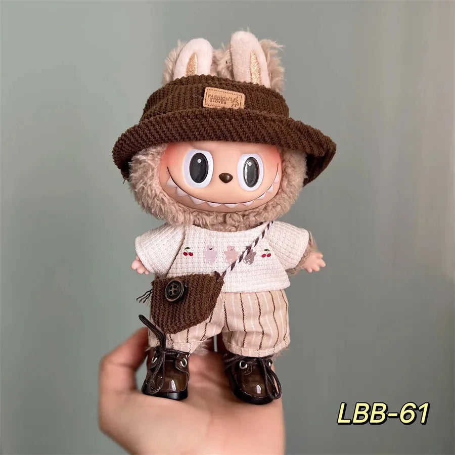 Labubu Accessories Clothes Suitable for 17cm Labubu V2 V1 Cute Striped Cosplay Dress Outfit