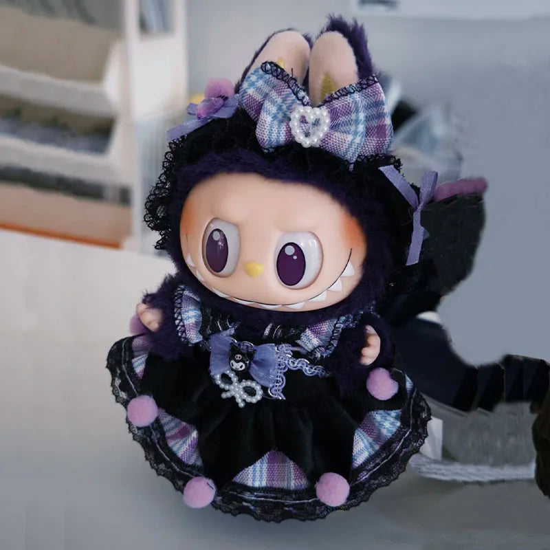 Labubu Accessories Clothes Suitable for 17cm Labubu V2 V1 Cute Striped Cosplay Dress Outfit