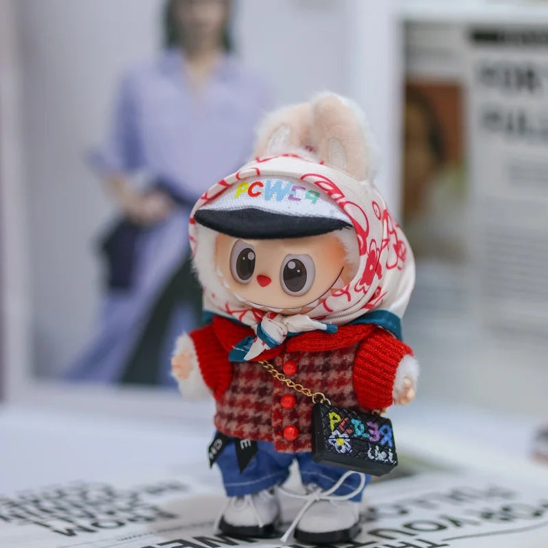 [G-Dragon] style Labubu V1 Sitting Party V2 Clothes Cute Red Trend