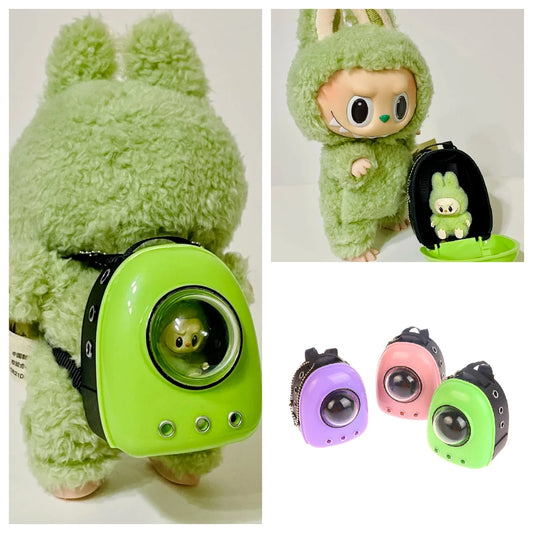Labu bu Doll Canvas Backpack Simulation Pet Bag for 15/17cm Dolls
