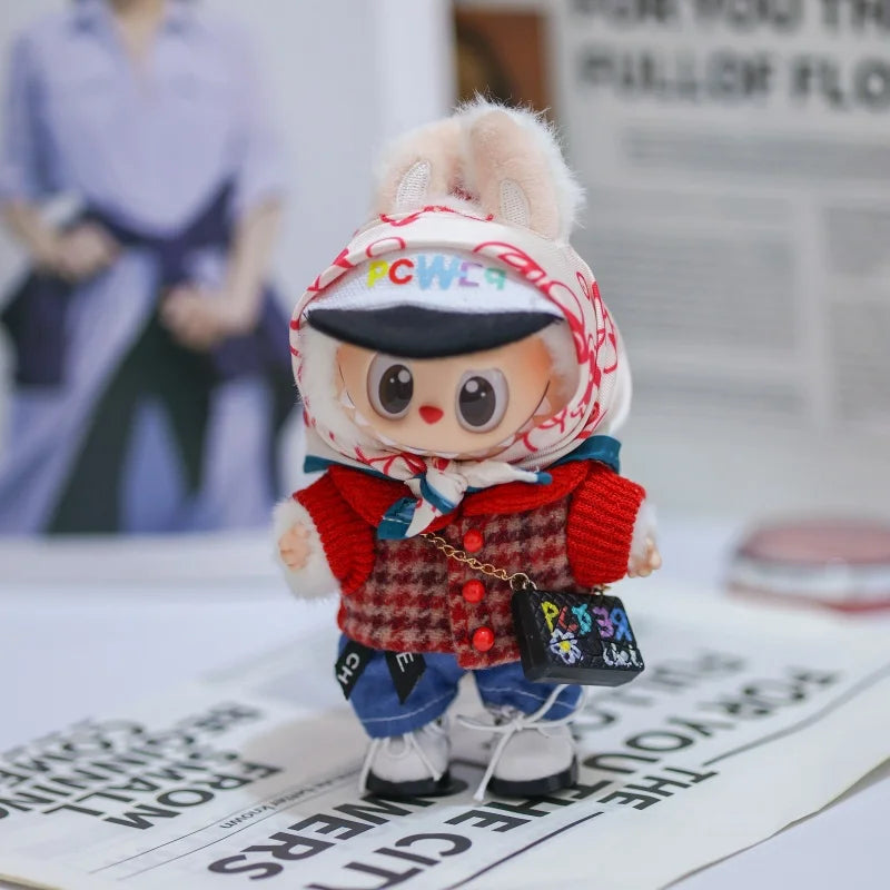 [G-Dragon] style Labubu V1 Sitting Party V2 Clothes Cute Red Trend