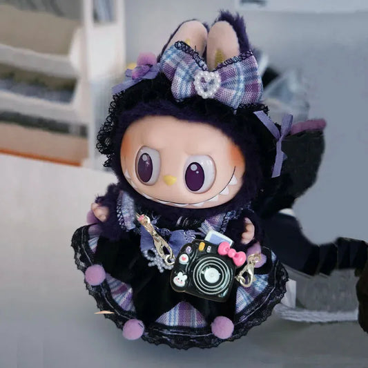 Labubu Accessories Clothes Suitable for 17cm Labubu V2 V1 Cute Striped Cosplay Dress Outfit