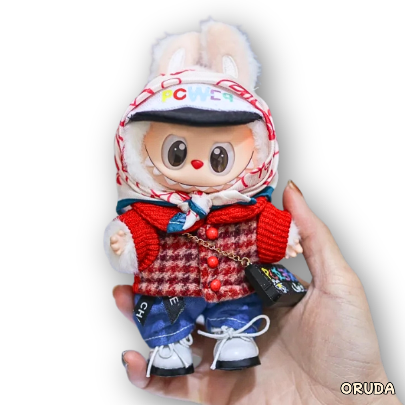 [G-Dragon] style Labubu V1 Sitting Party V2 Clothes Cute Red Trend
